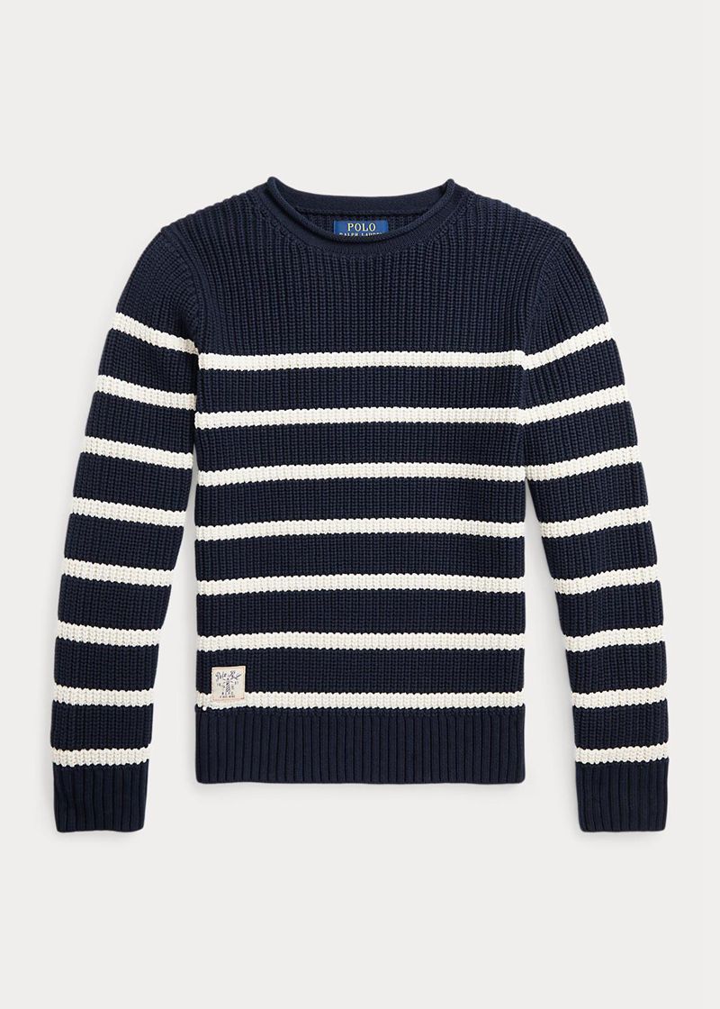 Sueter Ralph Lauren Niño 6-14 Años Striped Cotton Turtle Neck Jumper Chile Azul Marino EHQGU-9537